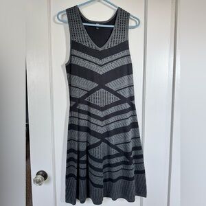 Black and Gray Knit Patterned Dress